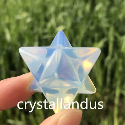 £9.49 • Buy 1pc Carved Opalite Merkaba Star Quartz Crystal Pendant Reiki Gemstone Healing