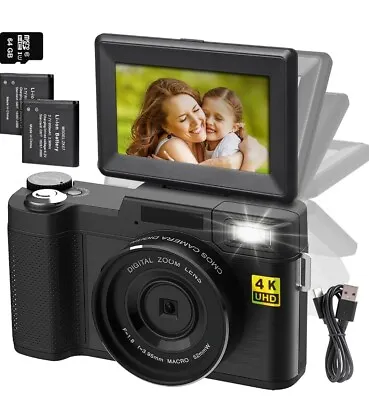 NEW! NIB Digital Camera Video 4K 48MP 3  IPS 18x Zoom Vlog Youtube Rechargeable • $88.59