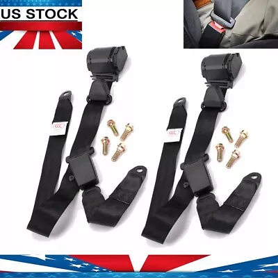 2 Car Seat Belt Black 3Point Safety Travel Adjustable Auto Retractable Universal • $49.49