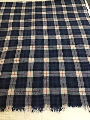 J. CREW SCARF Nade In Italy Plaid Design Fringed Large 32” X 76” • $10