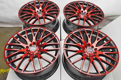 Kudo Racing Delirious 17x7.5 5x100 5x114.3 Black Red Polish Wheels Rims Civic • $739
