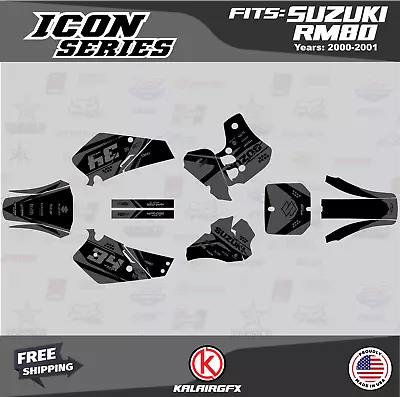 Graphics Decal Kit For Suzuki RM80 (2000-2001) RM80 Icon Series - Smoke • $54.99