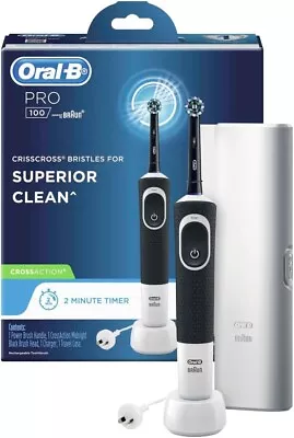 Oral-B PRO 100 CROSSACTION Rechargeable Electric Toothbrush Midnight Black AUS • $56.99