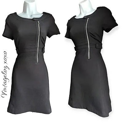 Exquisite KAREN MILLEN Black Military Tailored KM Signature Mini Dress UK8 US4  • £0.99