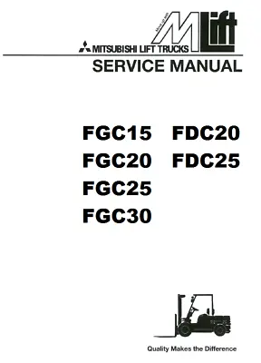 Mitsubishi Forklift FGC15 FDC20 FDC25 ENGINE AND SERVICE REPAIR SHOP MANUAL CD • $39.95