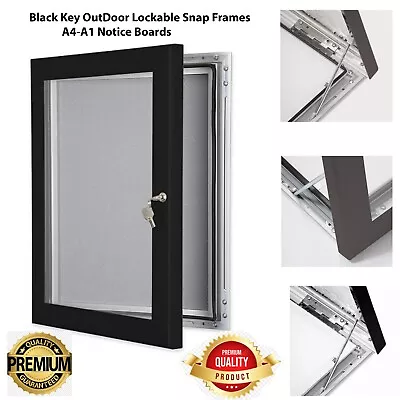 New Key Lockable Black Snap Frame Outdoor A4 A3 A2 A1 Retail Sign Holder 4 Sizes • £84.99