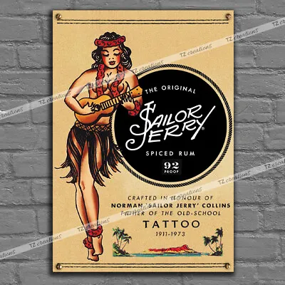 Sailor Jerry Rum Tattoo Vintage Metal Tin Plaque Sign Man Cave Pub Club Cafe BAR • £14.99