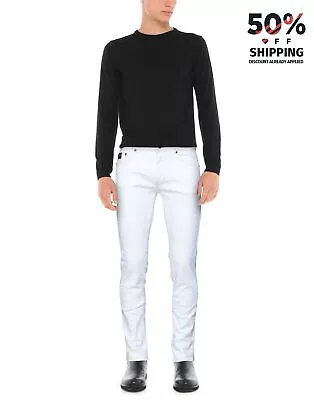 RRP €308 VERSACE JEANS COUTURE Skinny Jeans W31 Stretch White Logo Made In Italy • $68.44