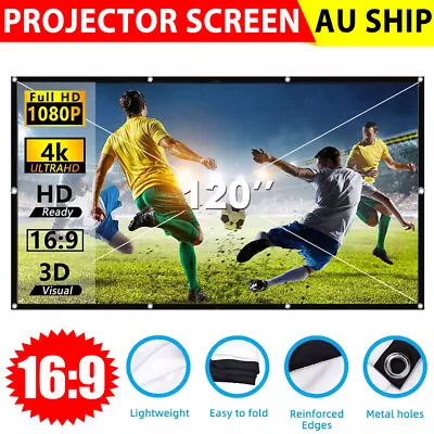 $21.95 • Buy 120  Portable Projector Screen Foldable Outdoor Home Movie Cinema Theatre 16:9