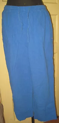 ERIN LONDON Blue Pull On Linen Blend Sweat Pants Sweats Slacks Lounge L • $13.25