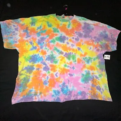 4XL Hand Tie Dye Pastel Rainbow Scrunch T-shirt Unisex • £12