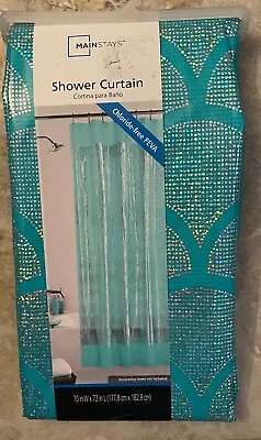 1 Count Mainstays Mermaid Sparkle Teal PEVA Shower Curtain 70  X 72  No Chloride • $12.98