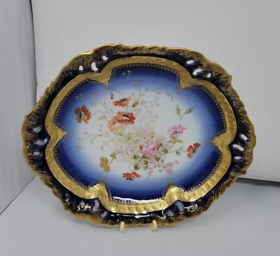 Antique SALVIATI VENEZIA Limoges Dish Popppies And Roses 10 X 8 1/2  • $295