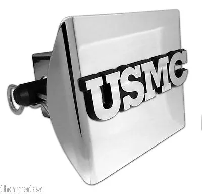Us Marine Corps Usmc Shiny Chrome Decal Usa Made Plastic Trailer Hitch Cover  • $64.99