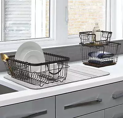 Metal Dish Rack With Caddy Antique Gray • $23.23