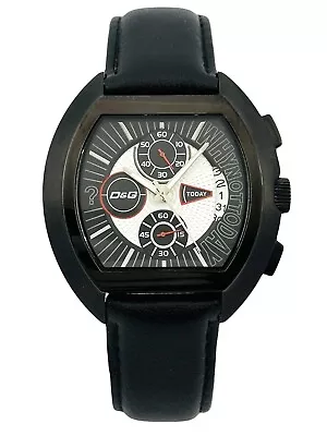 D&G Dolce & Gabbana Time DW0214 Men's Black Leather Chronograph Tonneau Watch • $426.23