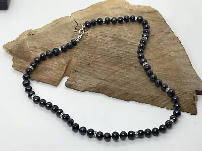 Beautiful Designer￼ Black Pearl Necklace Sterling Silver ￼crystal Pearl 18” • $23