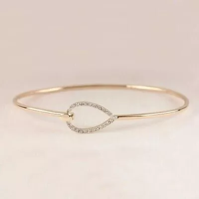 2Ct Round Cut Lab Created Diamond Women's Bangle Bracelet 14K Yellow Gold Plated • $153.99