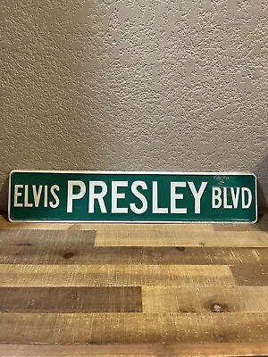 NEW ELVIS PRESLEY BLVD Street Sign Green W White Letters Tin Metal 24  X 5  • $30