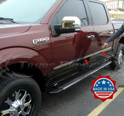 2015-2024 Ford F-150 Crew Cab Flat Body Side Molding Trim 1.5  4Pc Stainless • $129.99