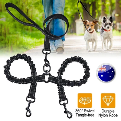$14.80 • Buy Duplex Double Dog Leash Coupler Twin Dual Lead 2 Way Two Pet Dogs Walking Safety