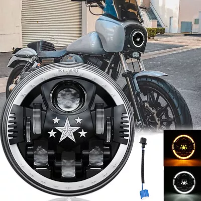 7 Inch Round Motorcycle LED Headlight Hi/Lo Beam Turn Signal DRL Lamp For Motor • $28.99