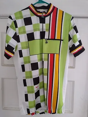 Vintage 80's-90's  Sibille Cycling Jersey Italy Large Checkered Plaid Colorway • $50