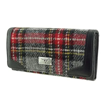 Harris Tweed 'Bute' Long Purse In Grey & Red Tartan LB2000 - Col96 • £20