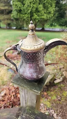 Antique Vintage Islamic Bedouin Copper Brass Tin Dallah Coffee Pot 8.75 Inches • $175