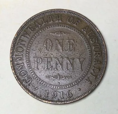 1916i KGV AUSTRALIAN ONE PENNY Average Quality Has Tarnish Spots. Filler. • $3.70