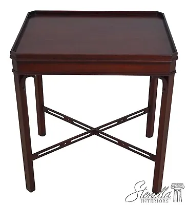 60685EC: COUNCILL Mahogany Chippendale Style Stretcher Base Lamp Table • $395