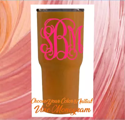 Monogram Vinyl Decal  Sticker For Your Tumblers Cups Vinyl Decal • $2.95