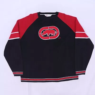 C5120 VTG Ecko Unltd Men's Black/Red Big Logo Rhino Sweater Size XL • $22.99