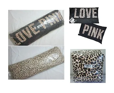 Victoria Secret Pink BLACK LEOPARD CHEETAH BODY PILLOW CASE + SHERPA BLANKET SET • $289