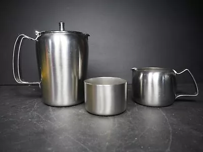 Retro Old Hall Stainless Steel Coffee Set Teapot Creamer Jug & Sugar Bowl • £12.99