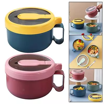 Ramen Bowl Kitchen Tableware 850ml With Lid And Handle Cereal Bowls Salad Udon • £9.44