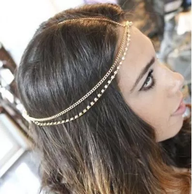 £4.99 • Buy DECO GOLD GODDESS Flapper CRYSTAL Festival BOHO HEad Chain Headband Jewel Gatsby