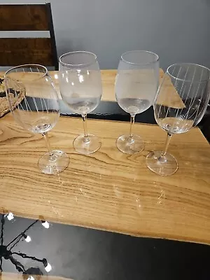 Set Of 4 Mikasa Cheers White Wine Glasses Mix Of Unique Playful Patterns • $40