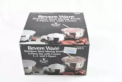 Revere Ware-3pc Mixing Bowls W/covers-Stainless Steel-Open Box-New Unused-VTG • $55