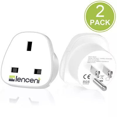 2X LENCENT Travel Adaptors Plug For UK To USA US Canada Mexico Adapter • £10.99