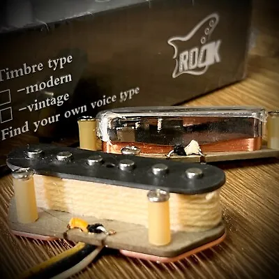 Pure Vintage 64' Tele Guitar Pickup Set Staggered Bridge Cloth-covered Alnico 5  • $39.99