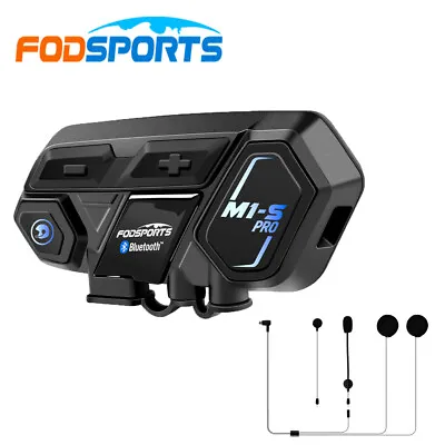 M1-S Pro Motorcycle Helmet Intercom Bluetooth Headset 8 Riders 2000m Interphone • $63.99