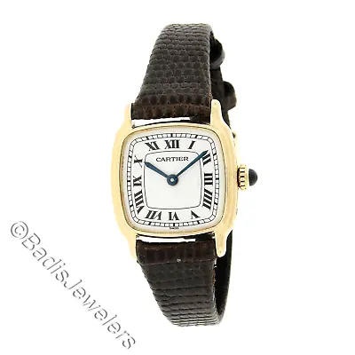 Vintage Cartier 18k Gold 21mm Cushion Shape Mechanical Hand Wound Wrist Watch • $3998.40