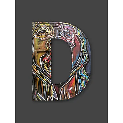 $34.09 • Buy Letter D Multicoloured Face Wall Graffiti Initial Wall Art Canvas Print 18X24 In