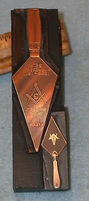1911 WRIGHT’S GROVE 779 AF&AM MASONIC TROWEL Copper Printing Block CHICAGO G191 • $50