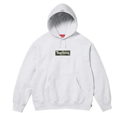 Large Supreme Camo Box Logo Hooded Sweatshirt Ash Grey FW23 BOGO Hoodie IN HAND • $309