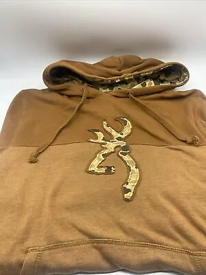 Browning Buckmark Camo Sweatshirt Hoodie Pullover Size M Chestnut Brown Hunting • $24.99