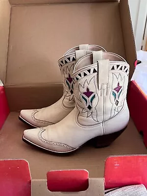 HERITAGE BOOT CO Handmade Inlay Cowboy Western Peewee Ankle Boots Womens Size 9 • $200