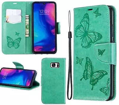 Galaxy S7 Edge Sm G935 Wallet Case Embossed Pu Leather Twin Butterfly • $7.50