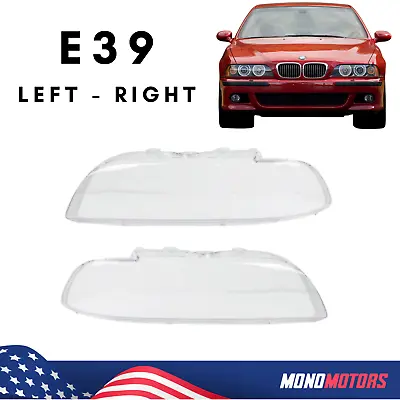 HEADLIGHT PLASTIC GLASS SET FOR BMW E39 5 SERIES 1995-2003 Headlight Lens CLEAR • $139